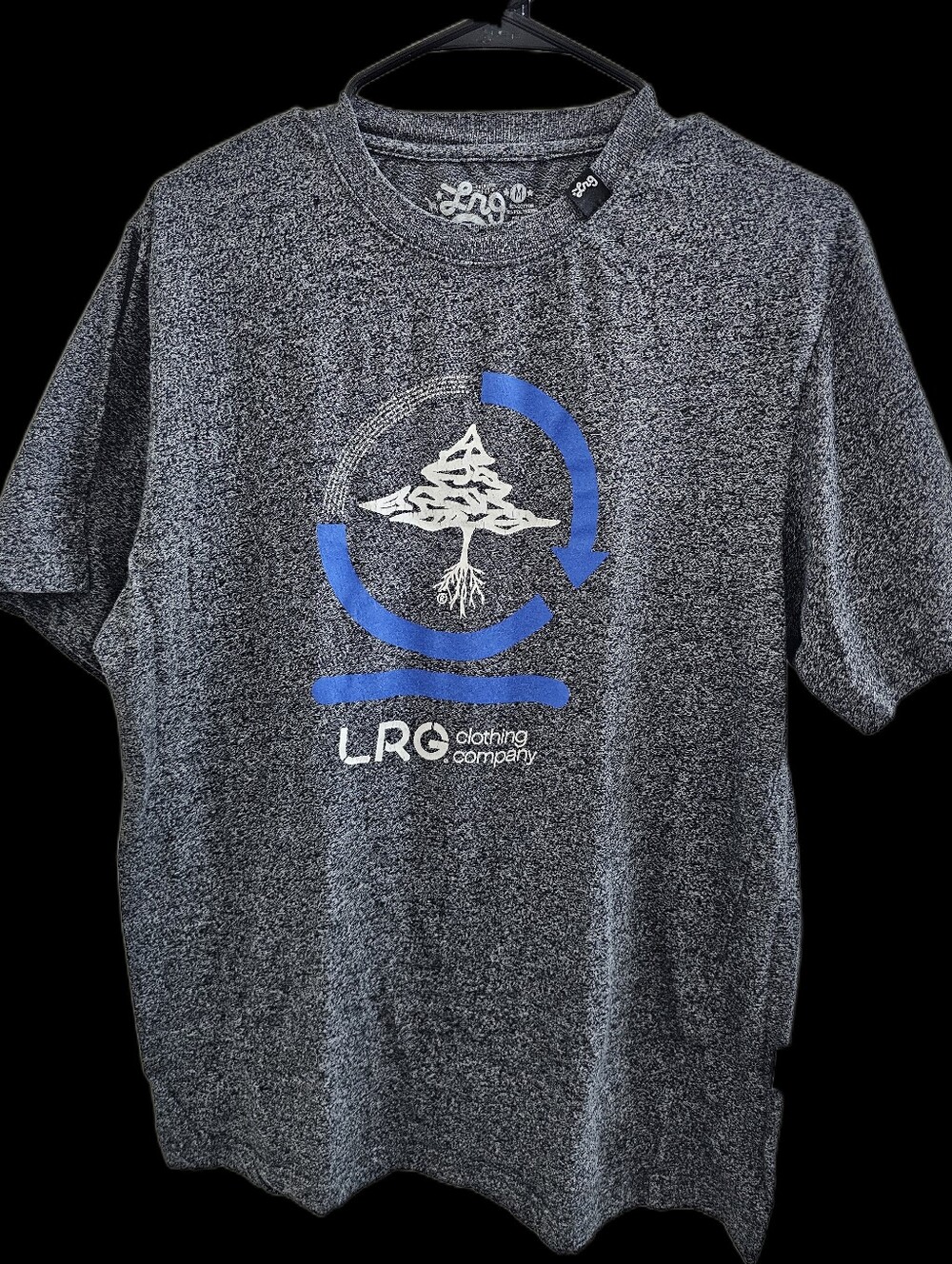 LRG Dark Gray Tee with Blue Accent Logo